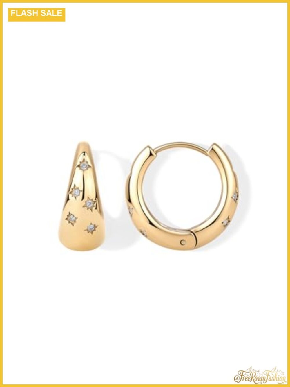 14K Gold Plated Hoop Earrings for Women Cubic Zirconia Waterproof